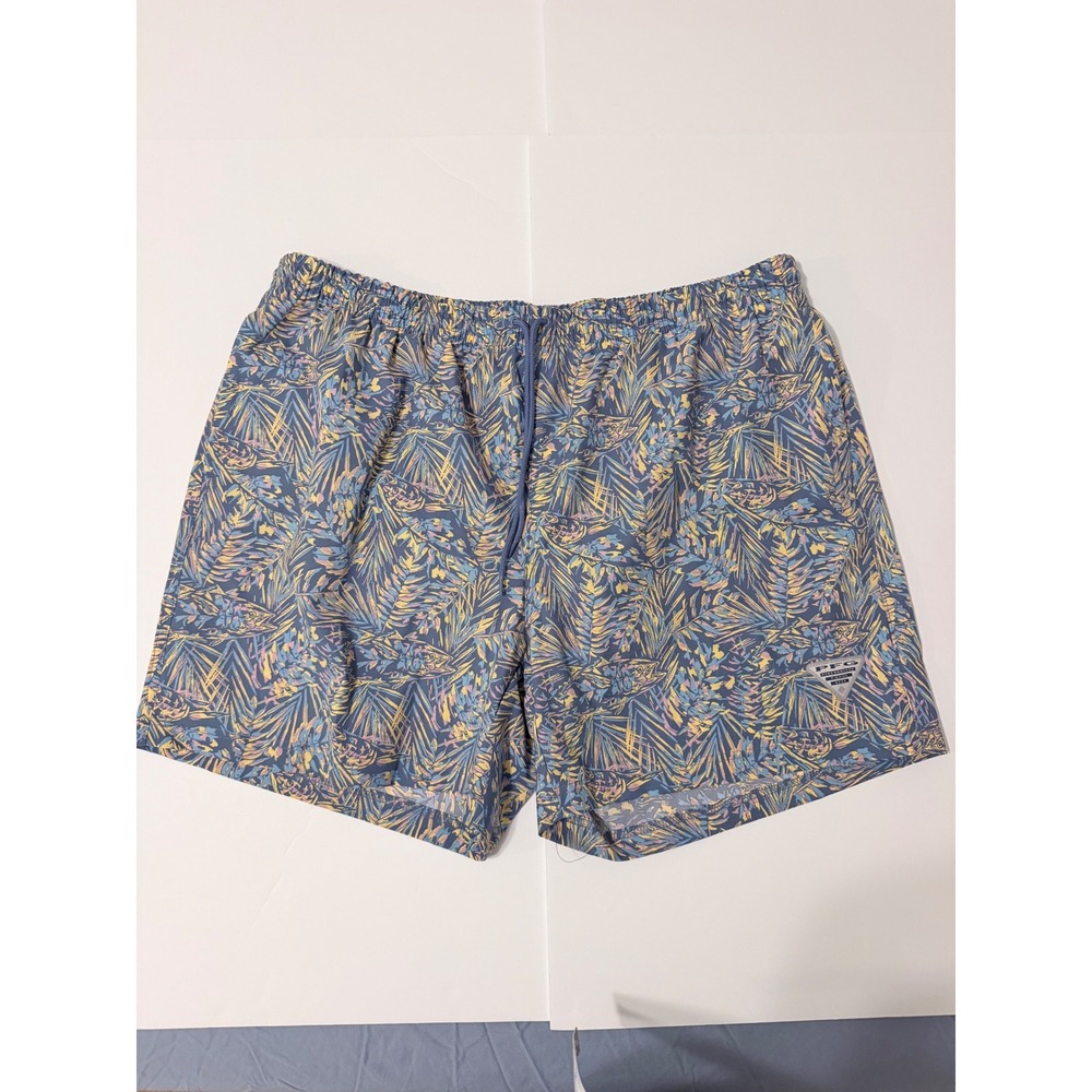 Columbia PFG Mens Blue Tropical Fish Print Swim Trunks XL FM3843